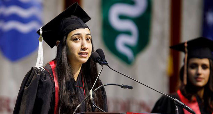 LAMP alumna Sara Zaheer during the 2017 graduation ceremony.