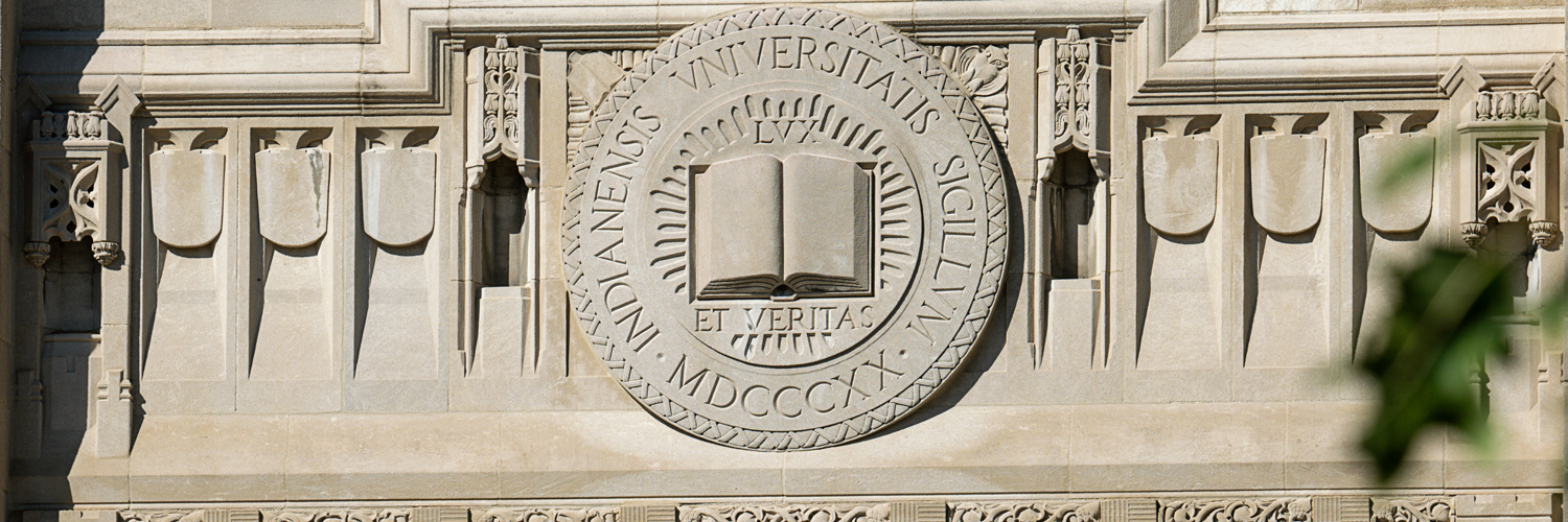 IU motto stone carving